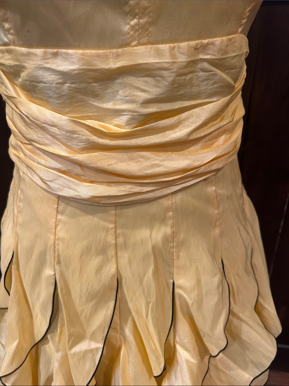 Yellow Ruffle Mini Dress with Spaghetti Straps - Picture 3 of 7